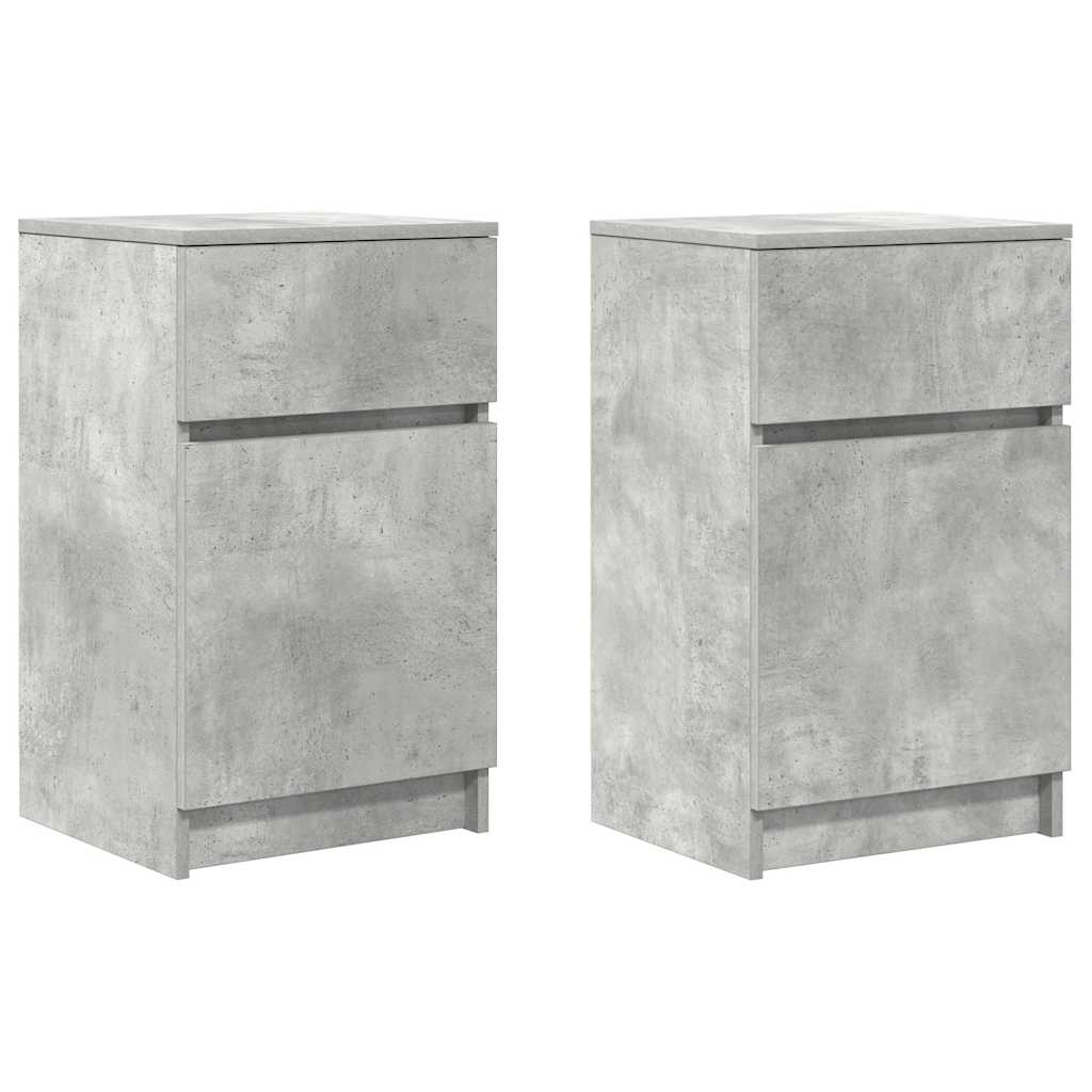 Bedside Cabinets 2 pcs Concrete Grey 39x35x65cm Engineered Wood