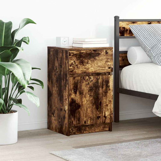 vidaXL Bedside Cabinet Smoked Oak 39x35x65 cm Engineered Wood