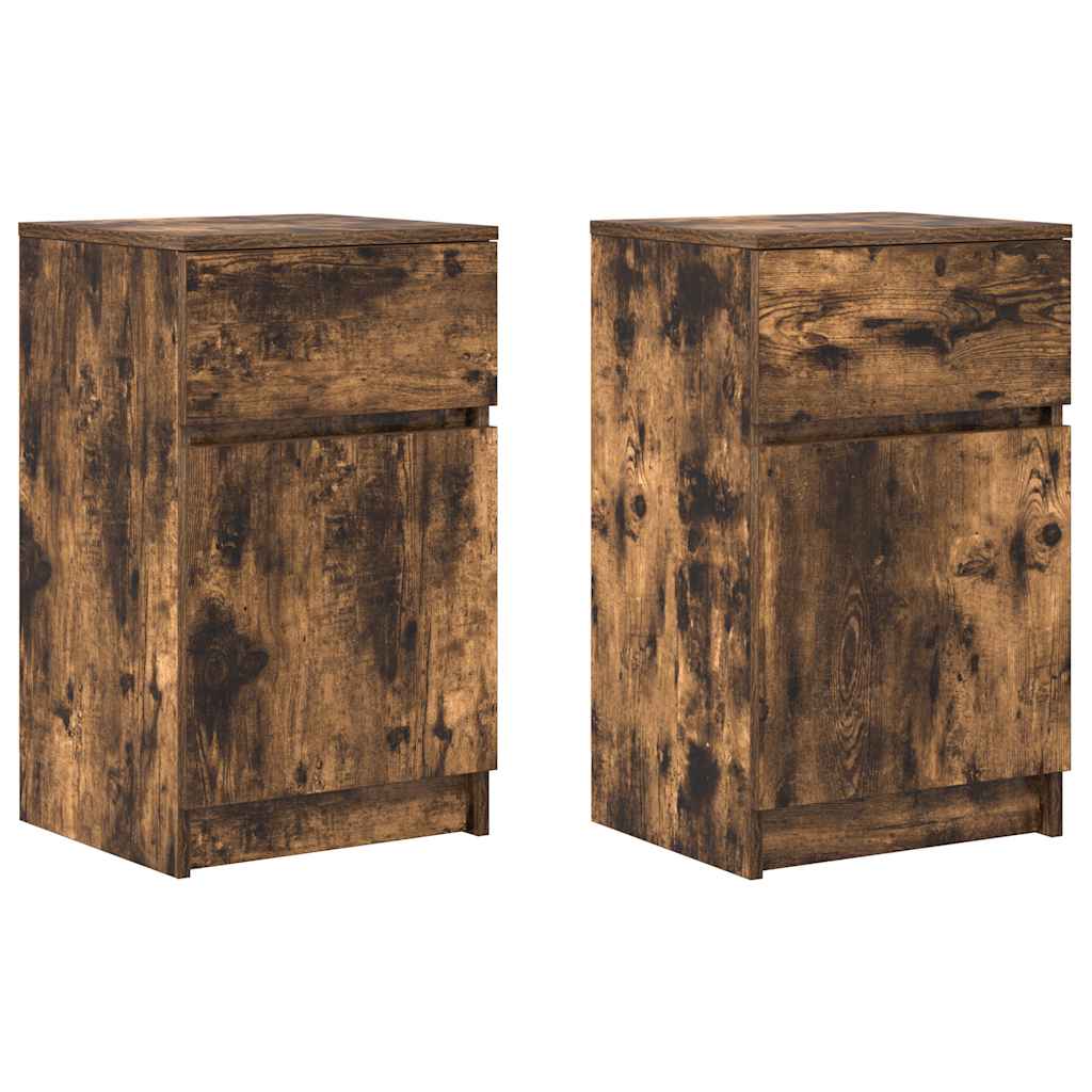 Bedside Cabinets 2 pcs Smoked Oak 39x35x65 cm Engineered Wood