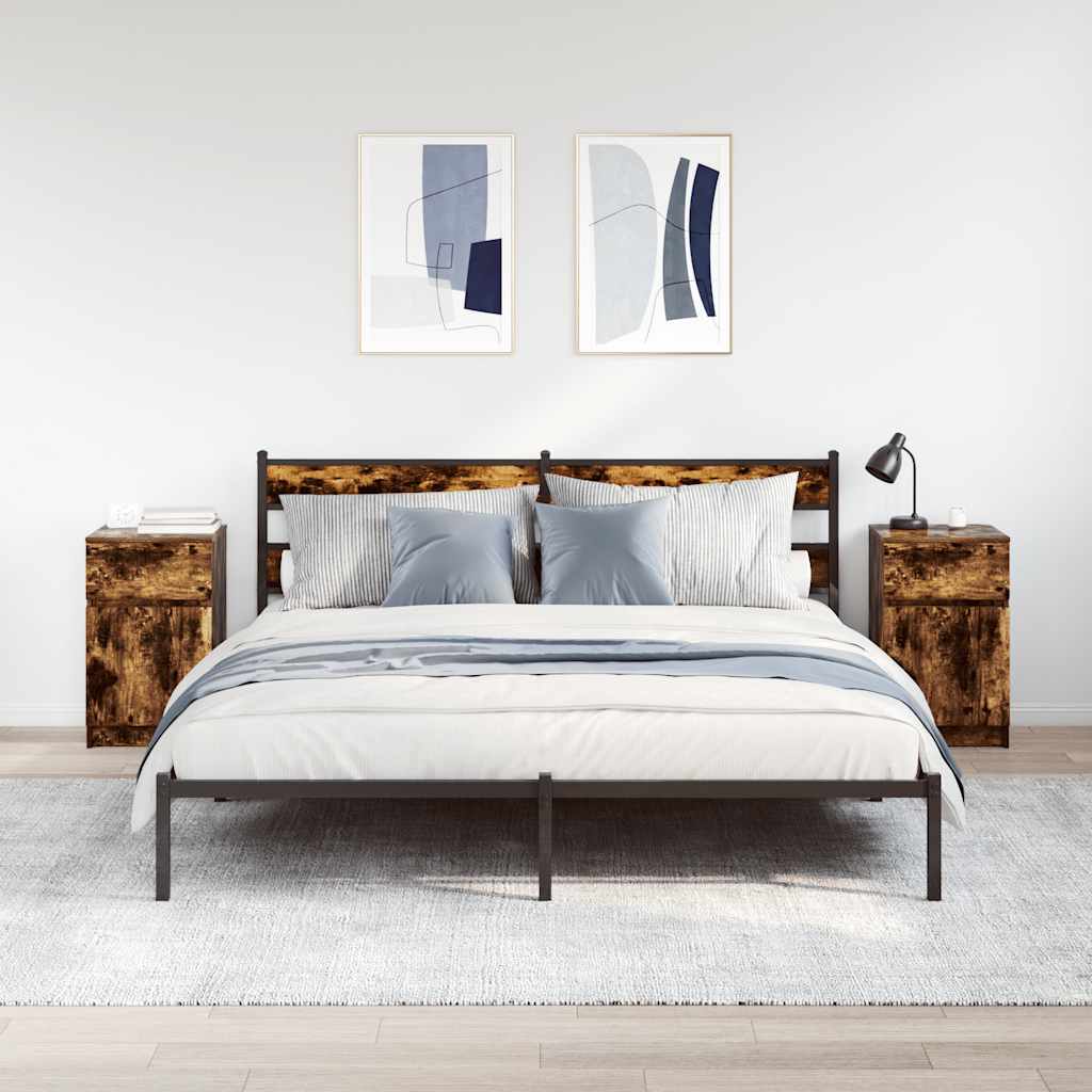 Bedside Cabinets 2 pcs Smoked Oak 39x35x65 cm Engineered Wood
