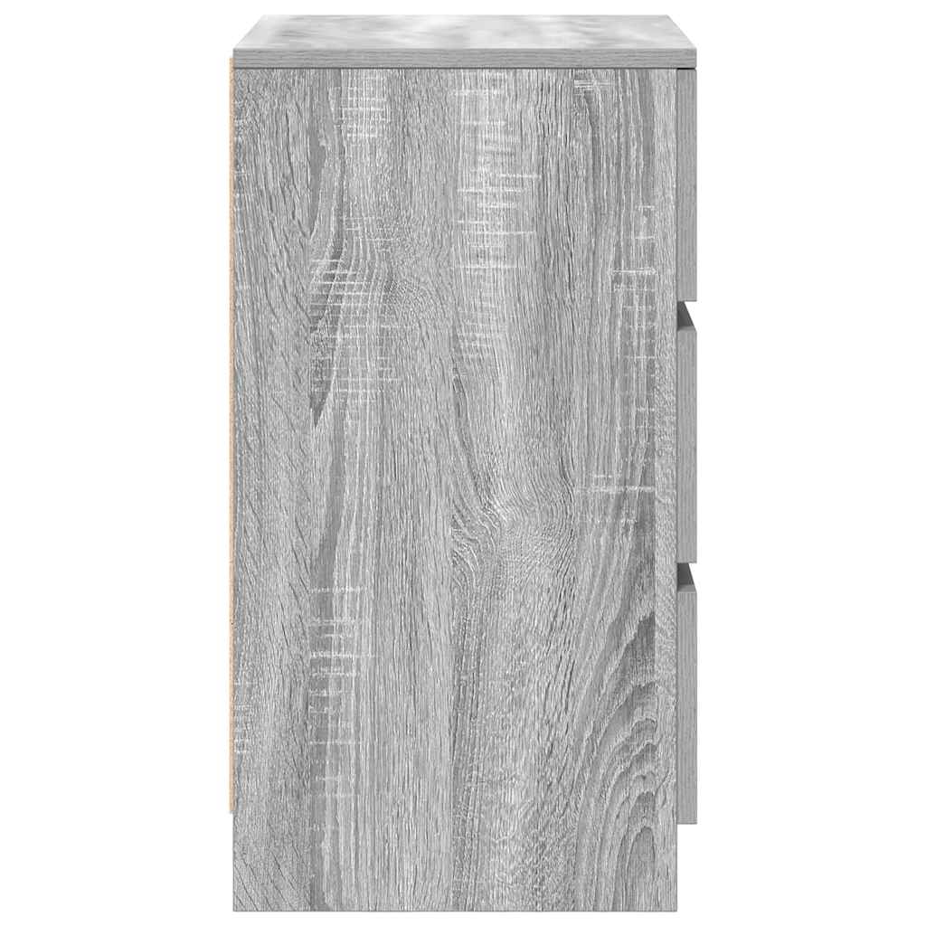 Bedside Cabinet with 3 Drawers Grey Sonoma 39x35x65 cm