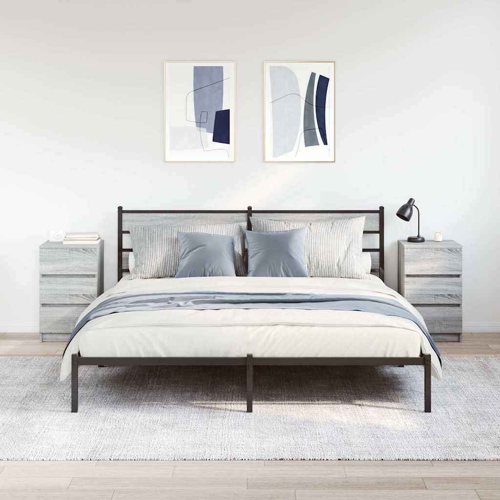 Bedside Cabinets with 3 Drawers 2 pcs Grey Sonoma 39x35x65 cm