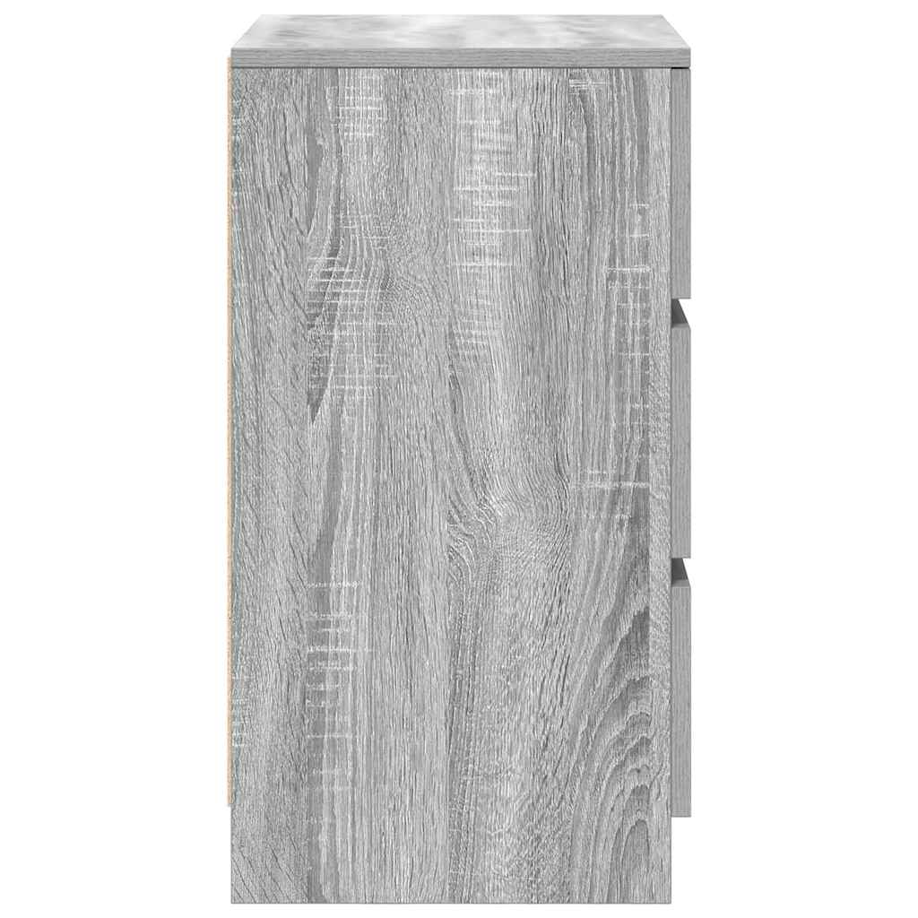 Bedside Cabinets with 3 Drawers 2 pcs Grey Sonoma 39x35x65 cm