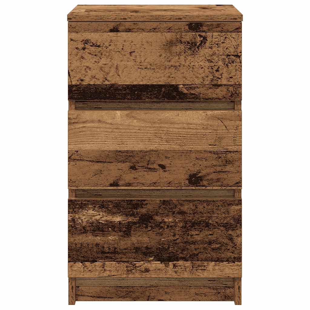 Bedside Cabinets with 3 Drawers 2 pcs Old Wood 39x35x65 cm