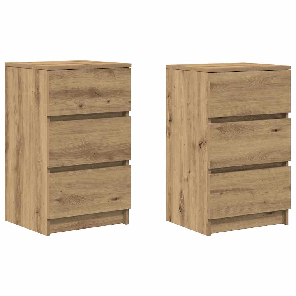 Bedside Cabinets with 3 Drawers 2 pcs Artisan Oak 39x35x65 cm