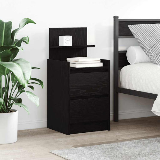vidaXL Bedside Cabinet with 2 Drawers Black 38x34x80 cm