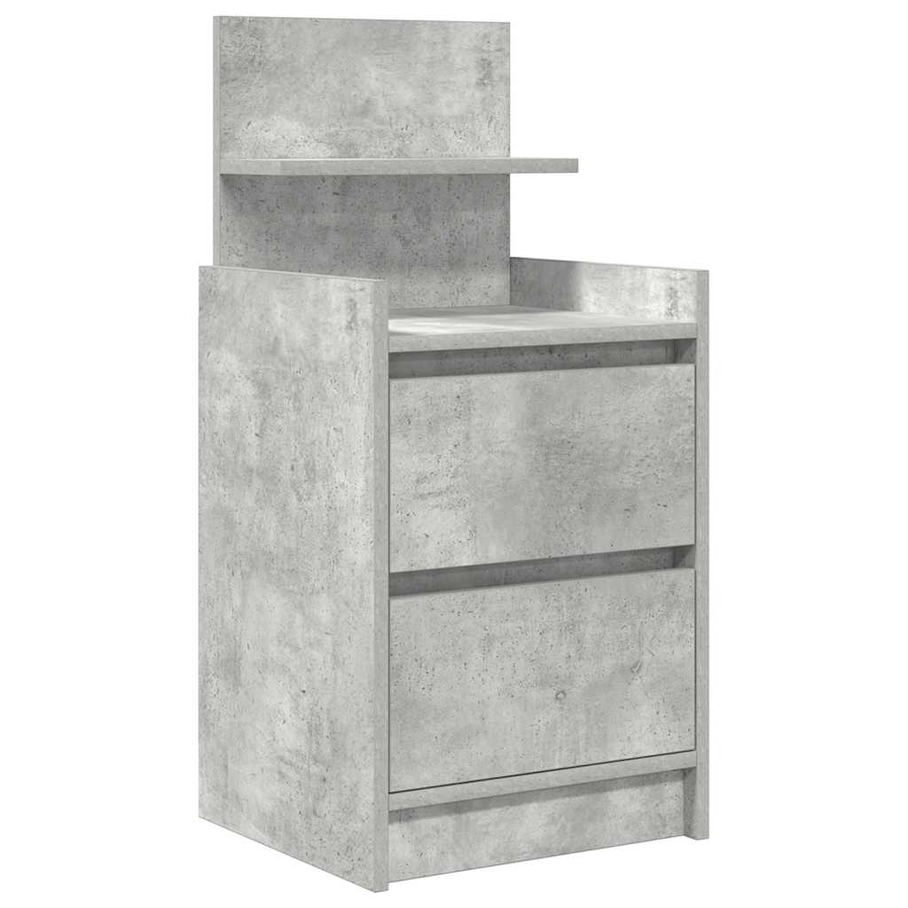Bedside Cabinet with 2 Drawers Concrete Grey 38x34x80 cm