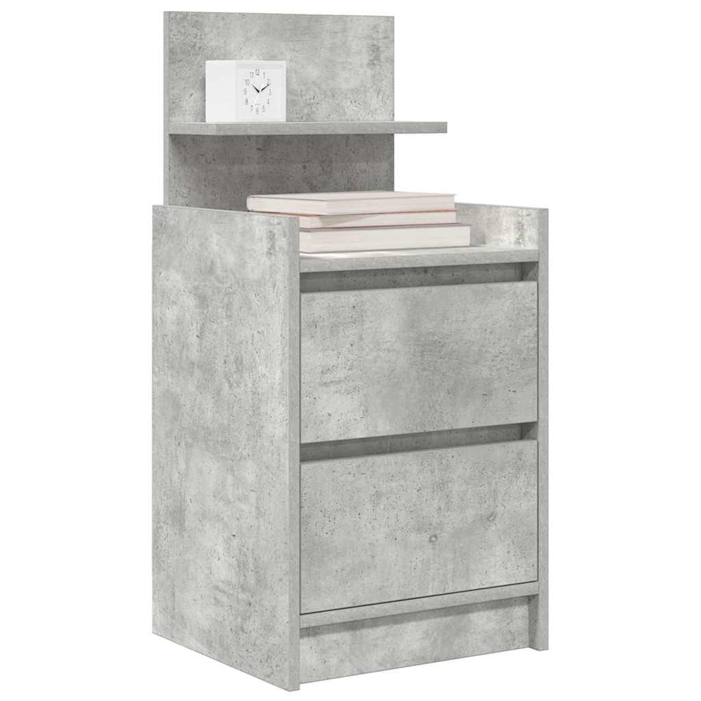 Bedside Cabinets with 2 Drawers 2 pcs Concrete Grey 38x34x80 cm