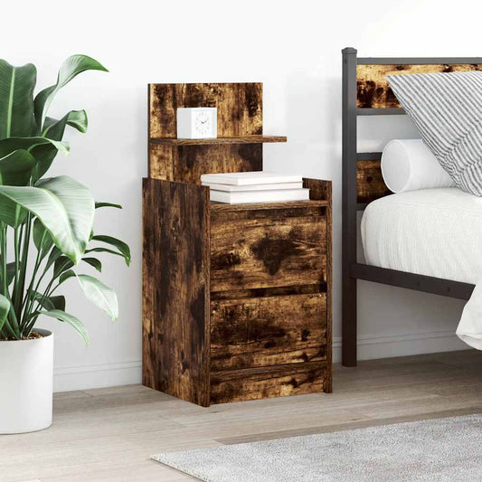 vidaXL Bedside Cabinets with 2 Drawers 2 pcs Smoked Oak 38x34x80 cm