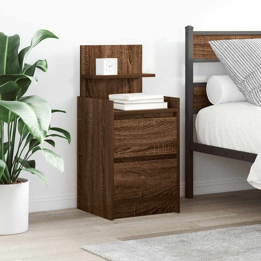 vidaXL Bedside Cabinets with 2 Drawers 2 pcs Brown Oak 38x34x80 cm