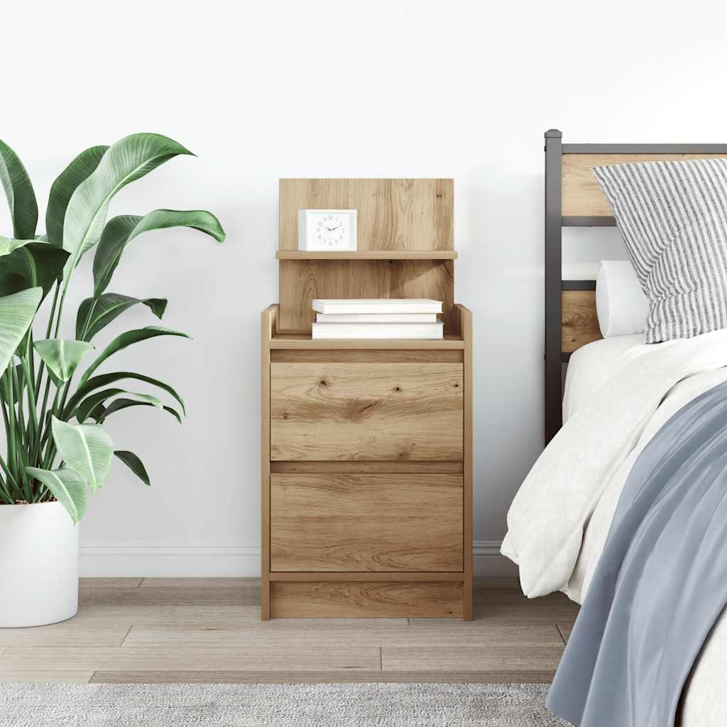 Bedside Cabinet with 2 Drawers Artisan Oak 38x34x80 cm