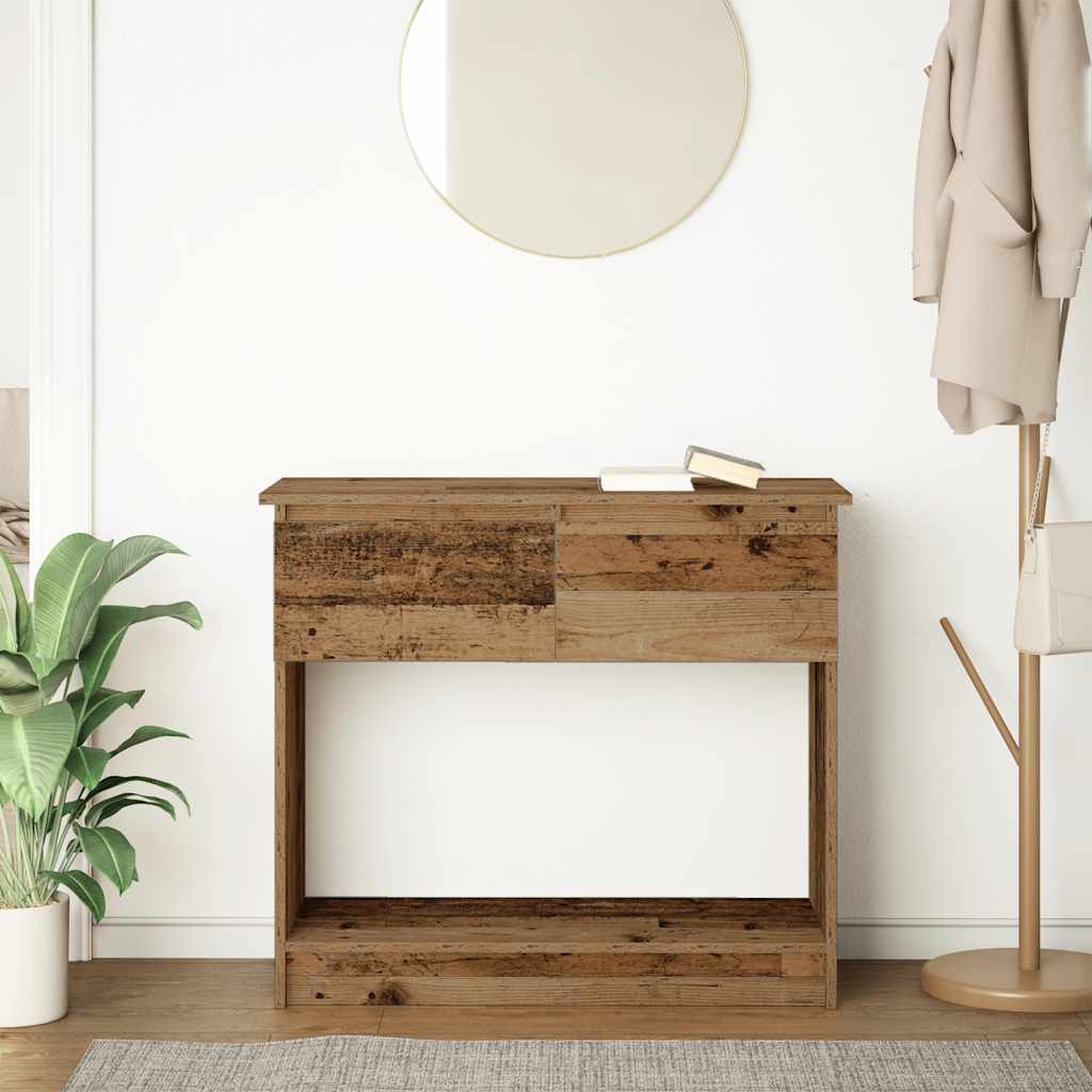 Console Table with Drawers Old Wood 85.5x38.5x74.5 cm