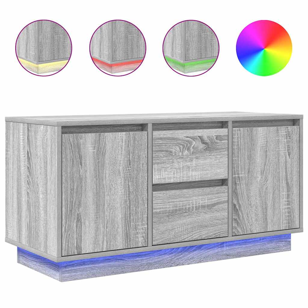 TV Cabinet with LED Lights Grey Sonoma 100x41x50 cm