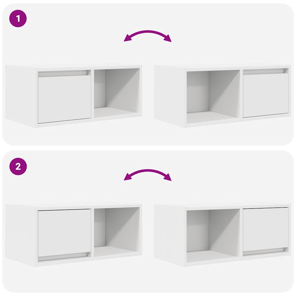 TV Cabinets 2 pcs White 60x31x25,5 cm Engineered Wood