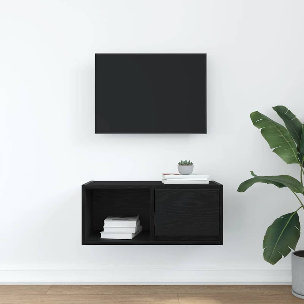 TV Cabinet Black Oak 60x31x25,5 cm Engineered Wood