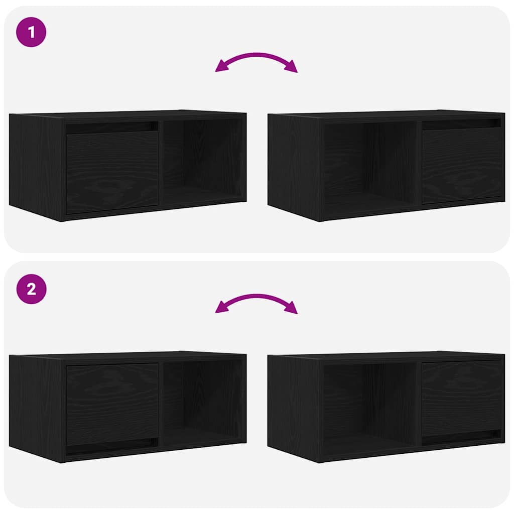 TV Cabinet Black Oak 60x31x25,5 cm Engineered Wood