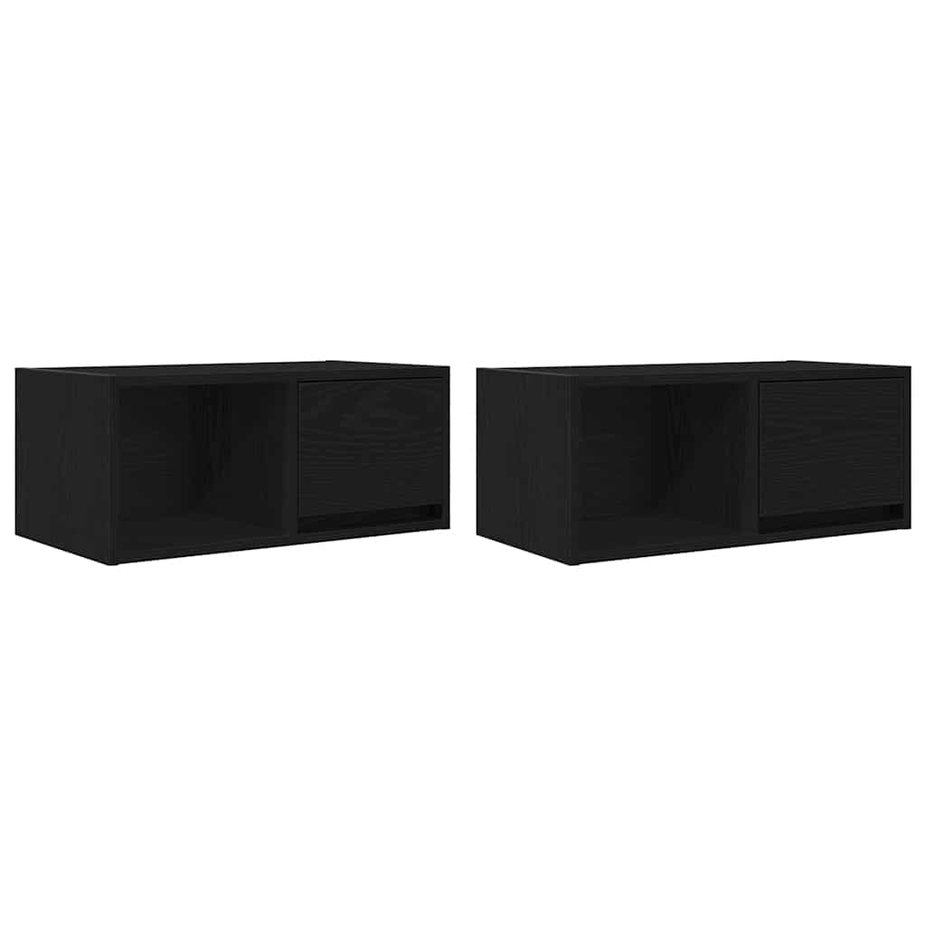 TV Cabinets 2 pcs Black Oak 60x31x25,5 cm Engineered Wood