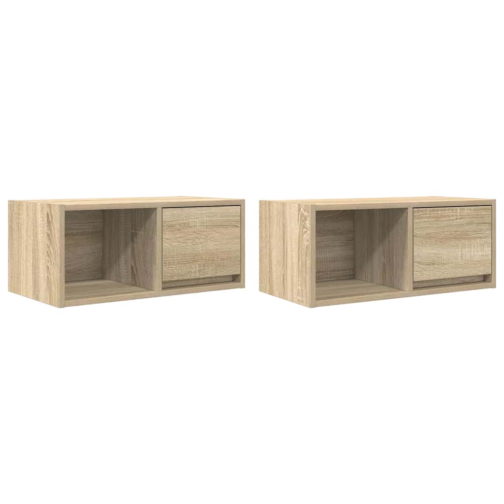 TV Cabinets 2 pcs Sonoma Oak 60x31x25,5 cm Engineered Wood