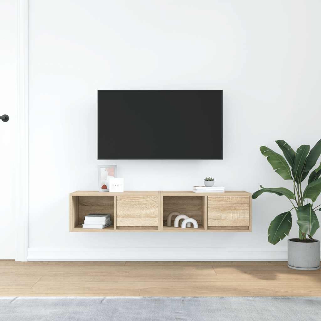 TV Cabinets 2 pcs Sonoma Oak 60x31x25,5 cm Engineered Wood
