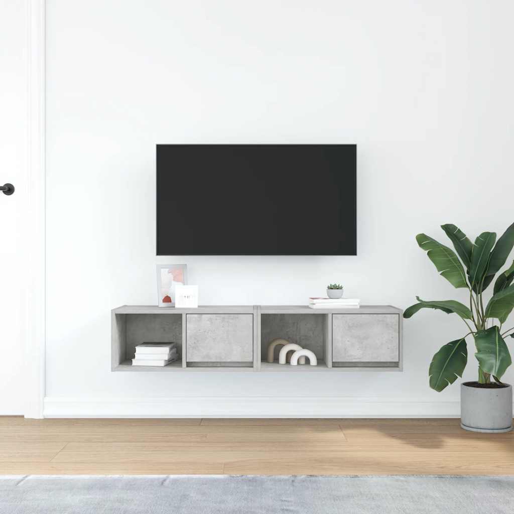 TV Cabinets 2 pcs Concrete Grey 60x31x25,5 cm Engineered Wood