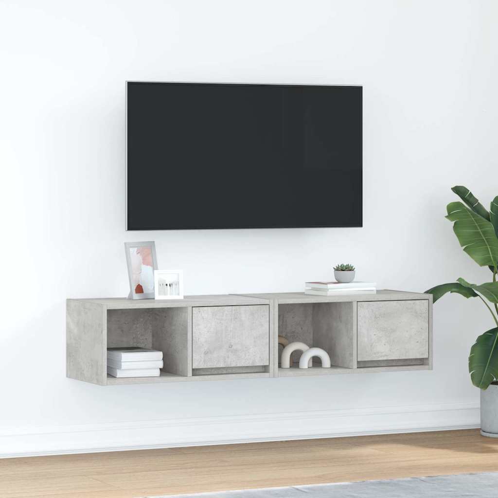 TV Cabinets 2 pcs Concrete Grey 60x31x25,5 cm Engineered Wood