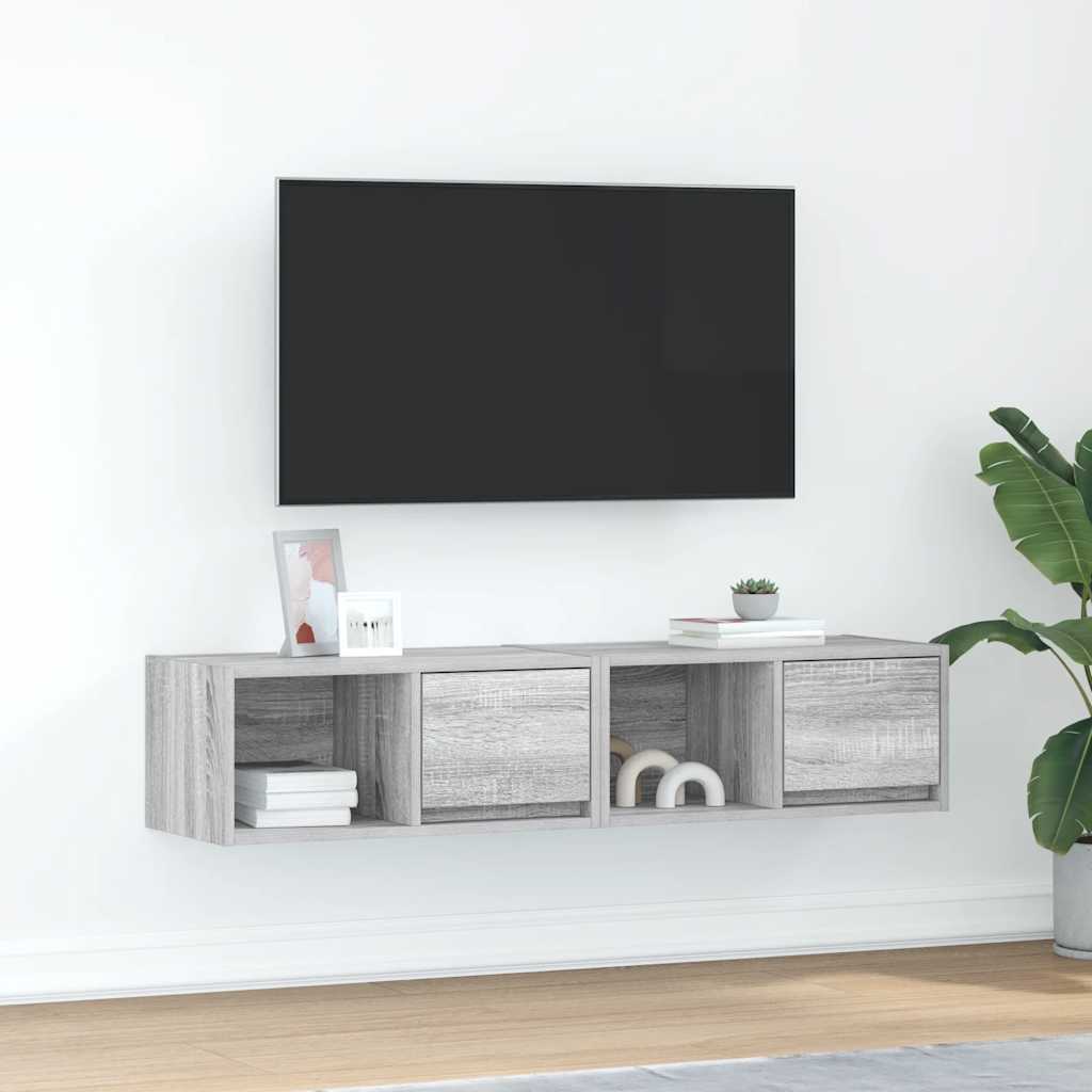 TV Cabinets 2 pcs Grey Sonoma 60x31x25,5 cm Engineered Wood