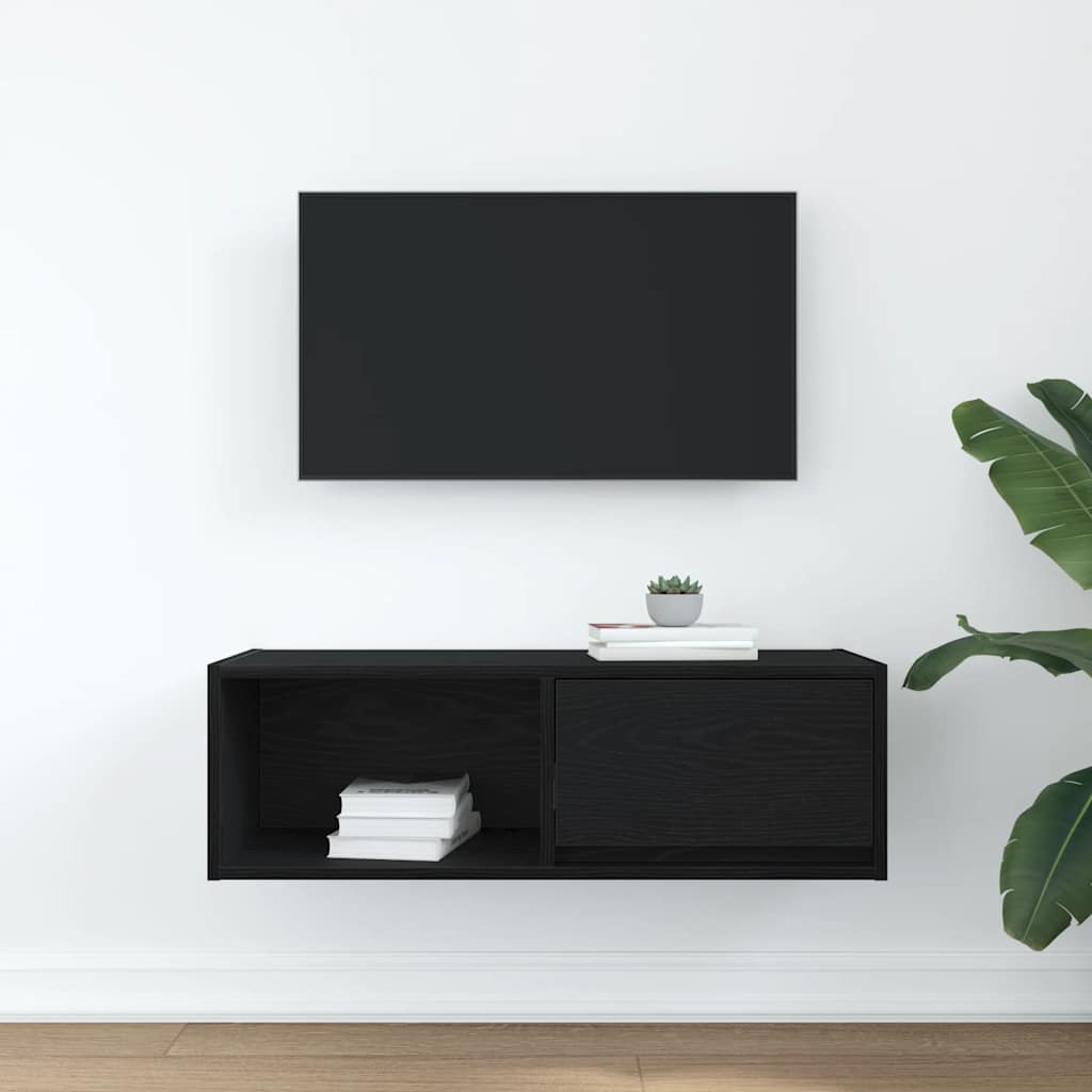 TV Cabinet Black Oak 80x31x25,5 cm Engineered Wood