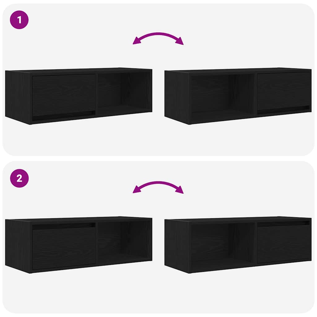 TV Cabinet Black Oak 80x31x25,5 cm Engineered Wood