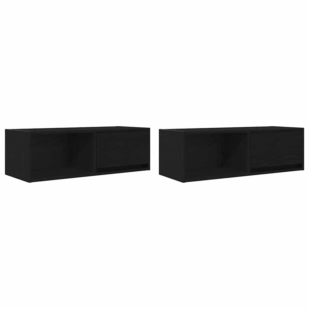 TV Cabinets 2 pcs Black Oak 80x31x25,5 cm Engineered Wood