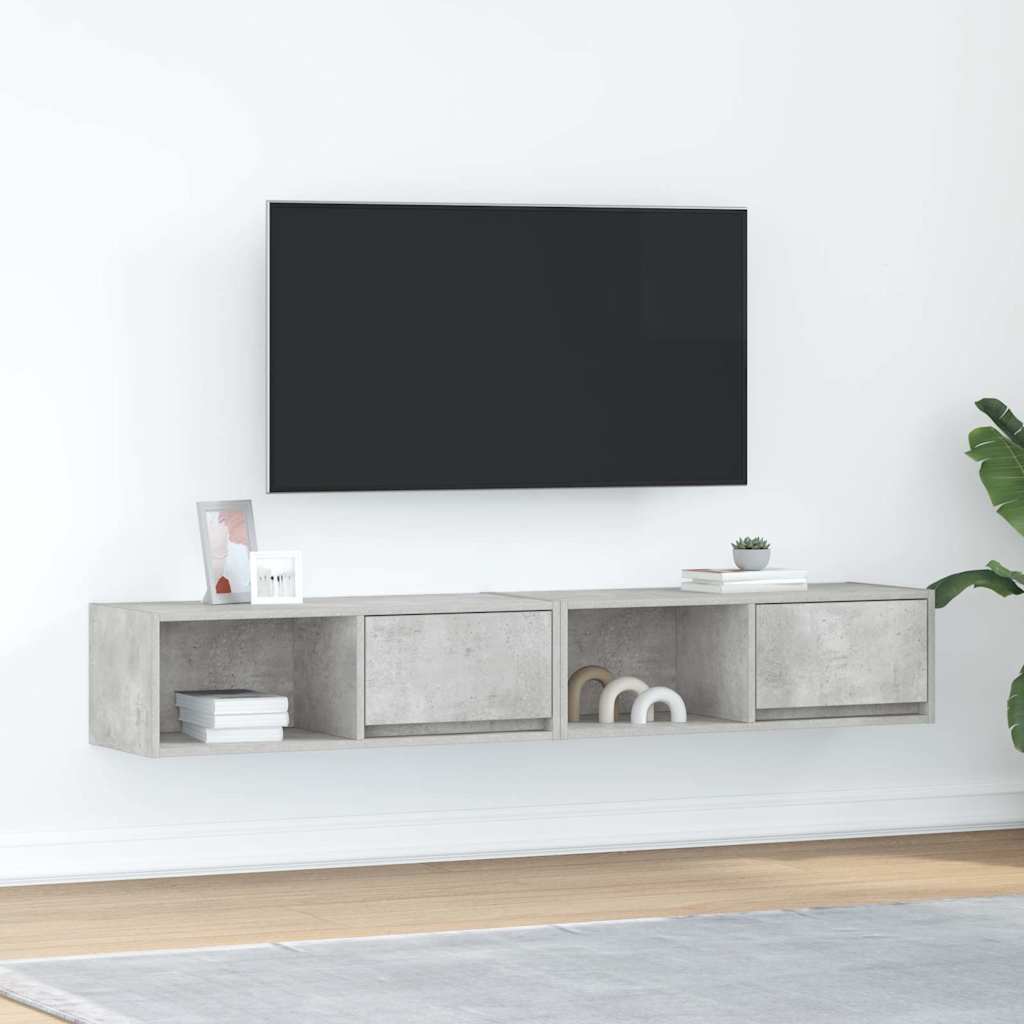 TV Cabinets 2 pcs Concrete Grey 80x31x25,5 cm Engineered Wood