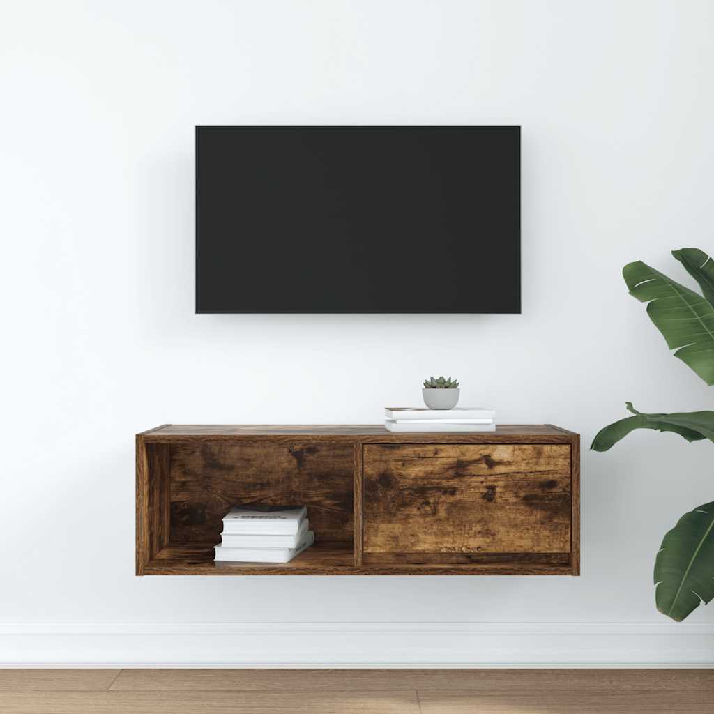 TV Cabinet Smoked Oak 80x31x25,5 cm Engineered Wood