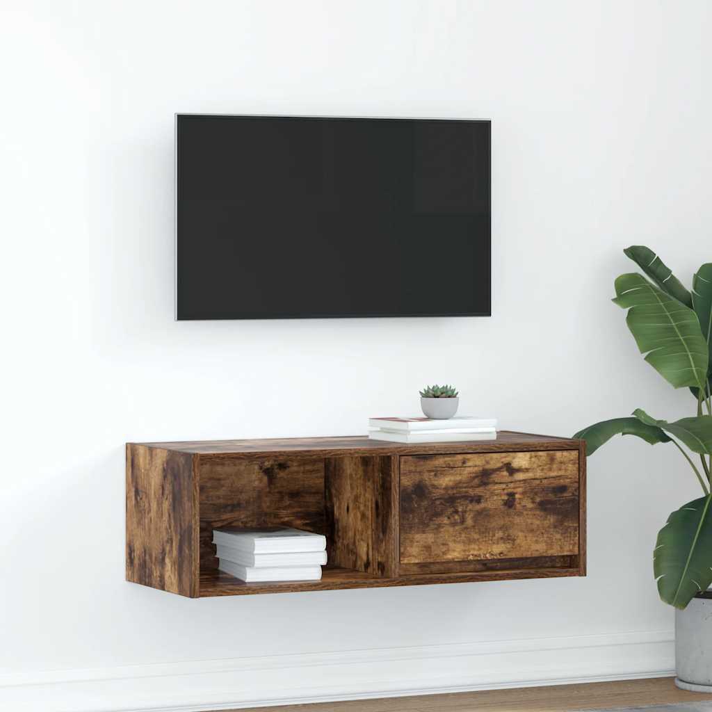 TV Cabinet Smoked Oak 80x31x25,5 cm Engineered Wood