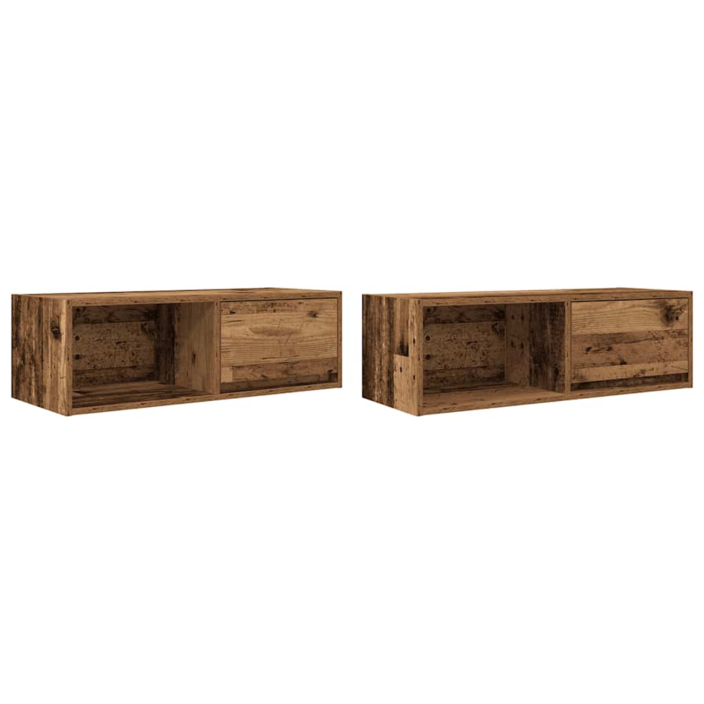 TV Cabinets 2 pcs Old Wood 80x31x25,5 cm Engineered Wood