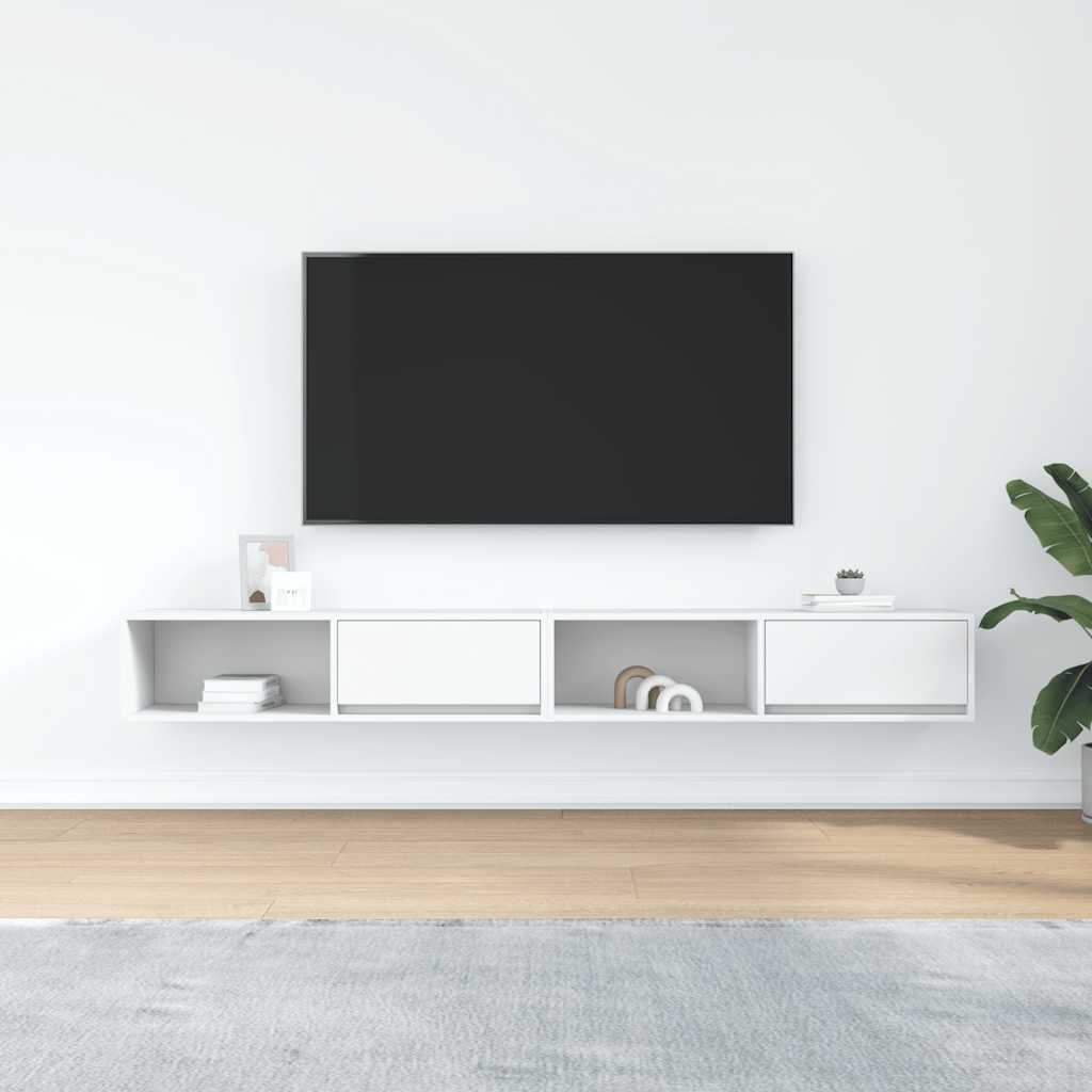 TV Cabinets 2 pcs White 100x31x25,5 cm Engineered Wood