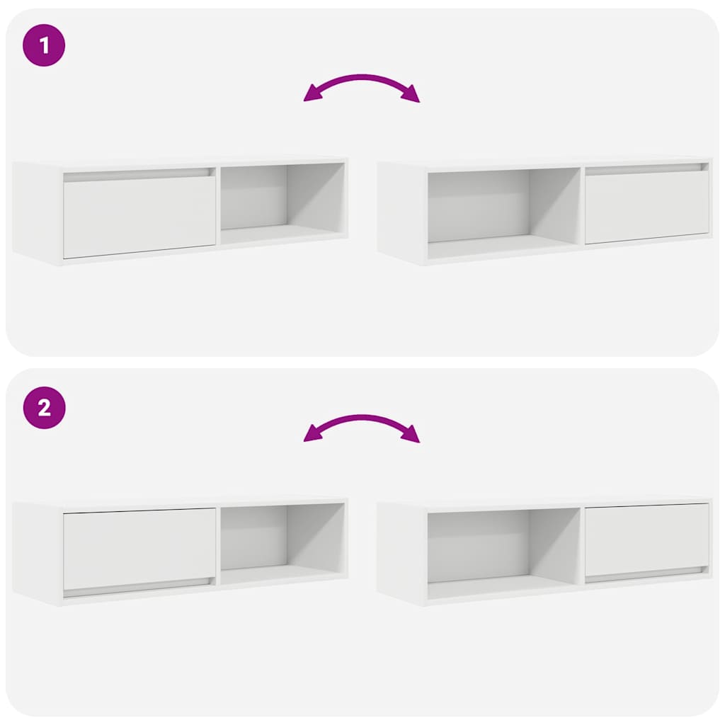 TV Cabinets 2 pcs White 100x31x25,5 cm Engineered Wood