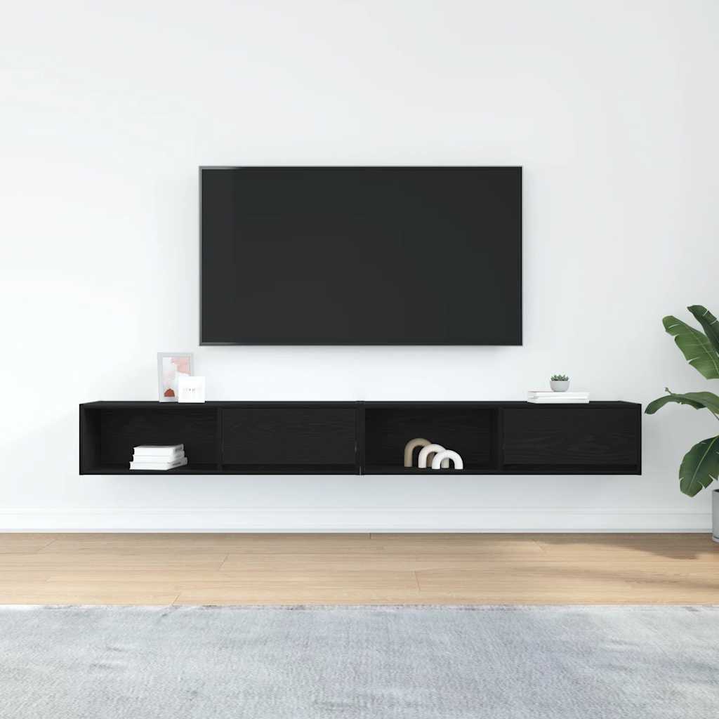 TV Cabinets 2 pcs Black Oak 100x31x25,5 cm Engineered Wood