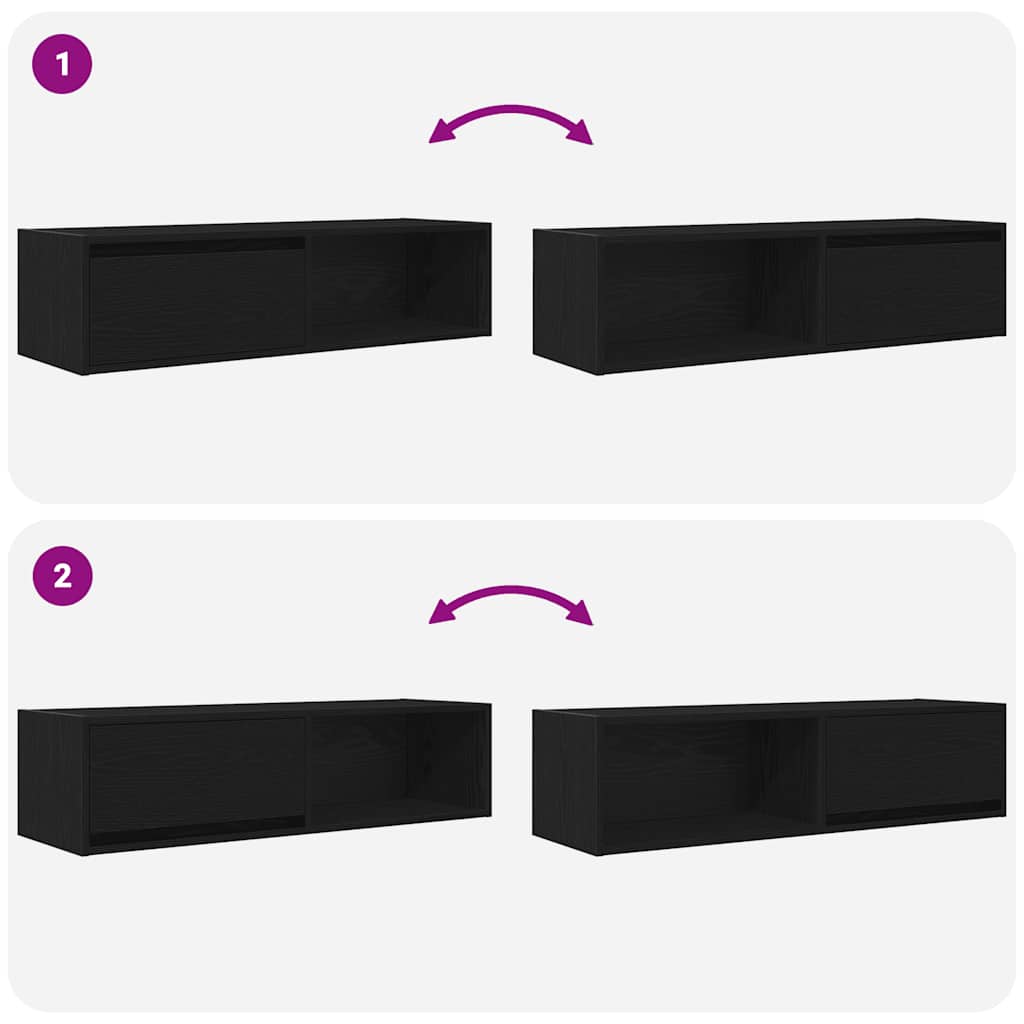 TV Cabinets 2 pcs Black Oak 100x31x25,5 cm Engineered Wood