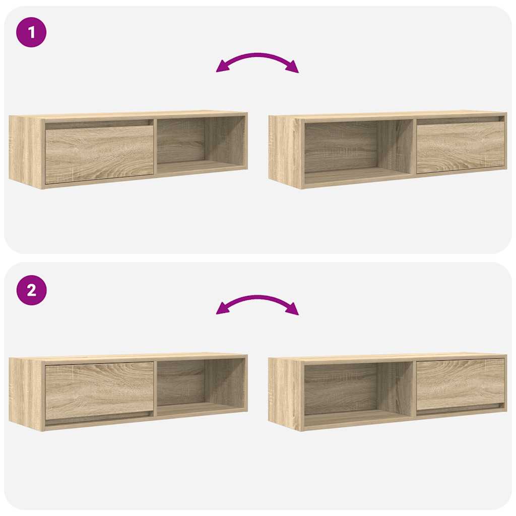 TV Cabinets 2 pcs Sonoma Oak 100x31x25,5 cm Engineered Wood