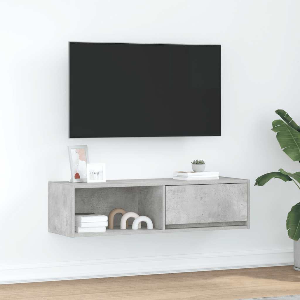 TV Cabinet Concrete Grey 100x31x25,5 cm Engineered Wood