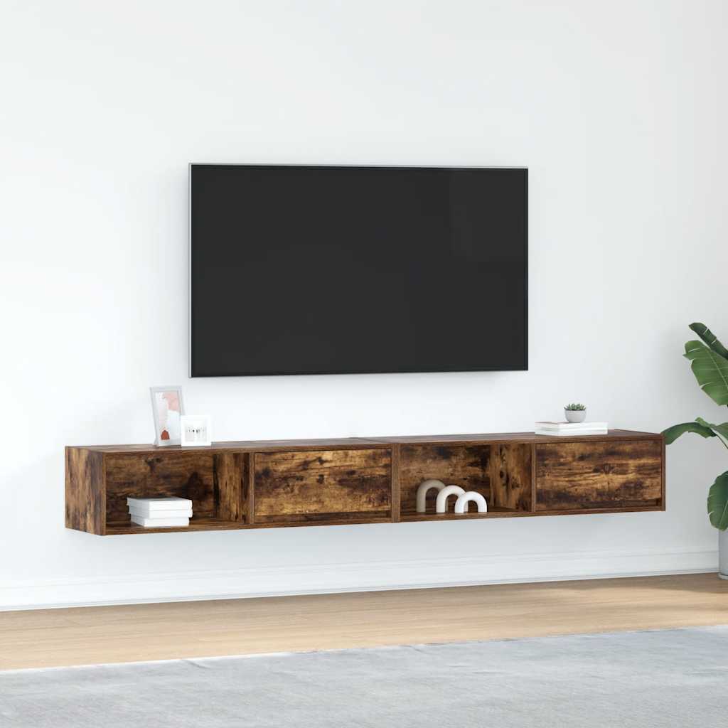 TV Cabinets 2 pcs Smoked Oak 100x31x25,5 cm Engineered Wood