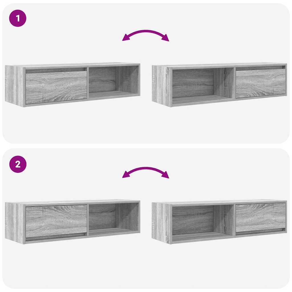 TV Cabinets 2 pcs Grey Sonoma 100x31x25,5 cm Engineered Wood