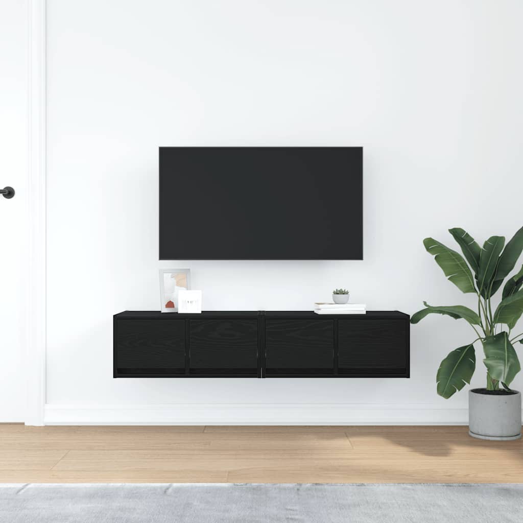 TV Cabinets 2 pcs Black Oak 60x31x25,5 cm Engineered Wood