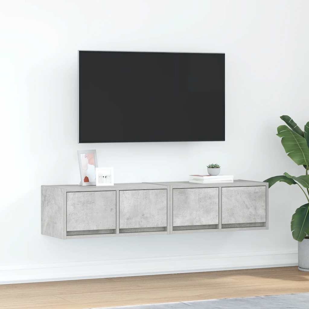 TV Cabinets 2 pcs Concrete Grey 60x31x25,5 cm Engineered Wood