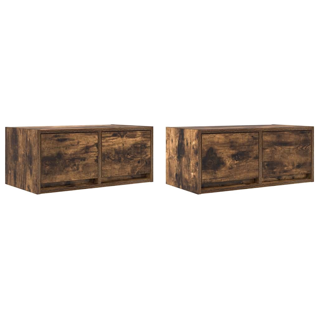 TV Cabinets 2 pcs Smoked Oak 60x31x25,5 cm Engineered Wood
