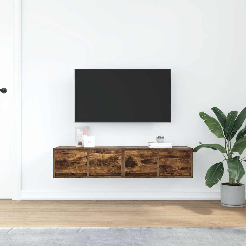 TV Cabinets 2 pcs Smoked Oak 60x31x25,5 cm Engineered Wood