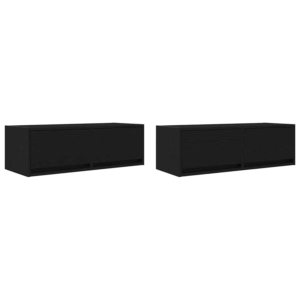 TV Cabinets 2 pcs Black Oak 80x31x25,5 cm Engineered Wood
