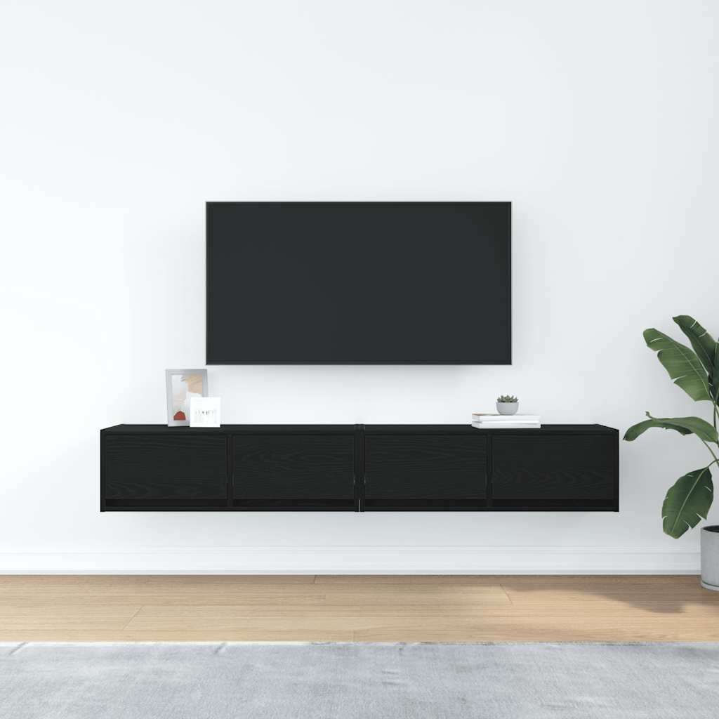 TV Cabinets 2 pcs Black Oak 80x31x25,5 cm Engineered Wood