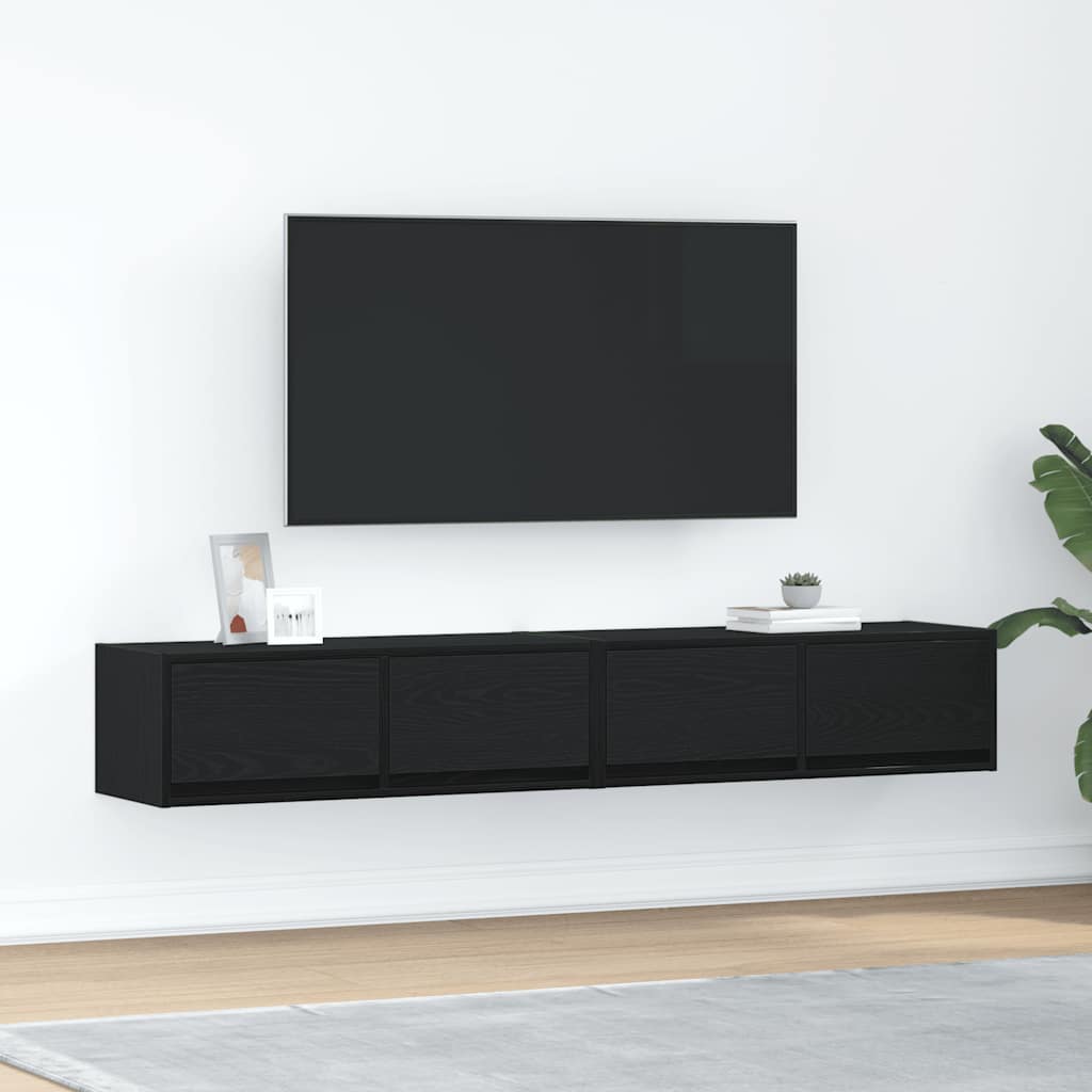 TV Cabinets 2 pcs Black Oak 80x31x25,5 cm Engineered Wood