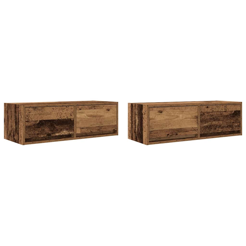 TV Cabinets 2 pcs Old Wood 80x31x25,5 cm Engineered Wood