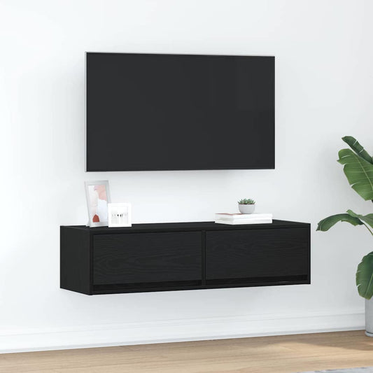 TV Cabinet 100 x 31 x 25.5 cm Black oak Engineered wood